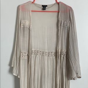 Cream crochet duster kimono